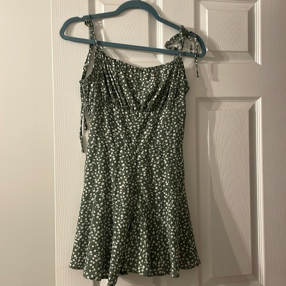 Green floral side medium romper